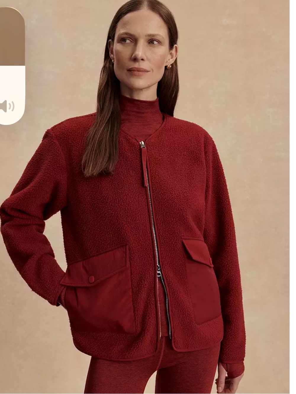 NWT Varley Marina Collarless Fleece Jacket - Size Medium